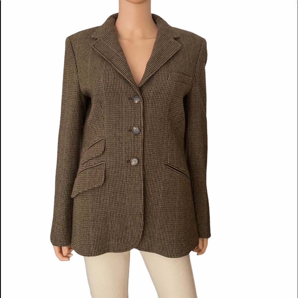 Lauren Ralph Lauren Equestrian Houndstooth Wool Blazer Size 10 - Picture 2 of 14